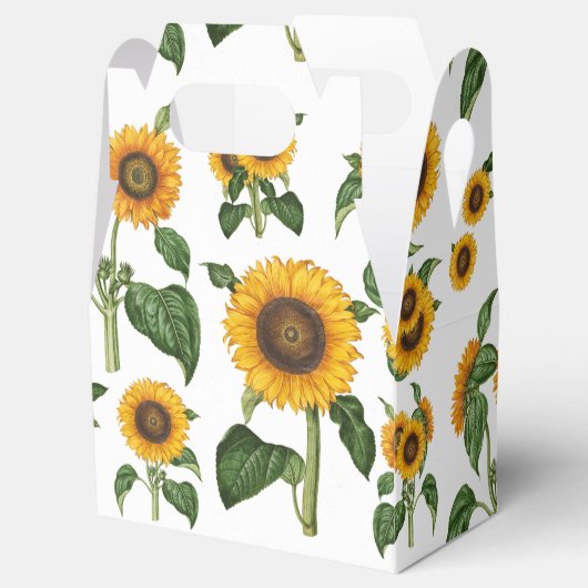 Waterverf Zonnebloemen Botanisch gebladerte groen Bedankdoosjes (Geopend)