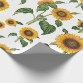 Waterverf Zonnebloemen Botanisch gebladerte groen Cadeaupapier (Hoek)