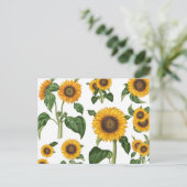 Waterverf Zonnebloemen Botanisch gebladerte groen Feestdagenkaart (Staand voorkant)