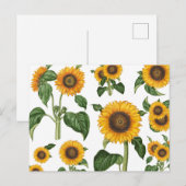 Waterverf Zonnebloemen Botanisch gebladerte groen Feestdagenkaart (Voorkant / Achterkant)