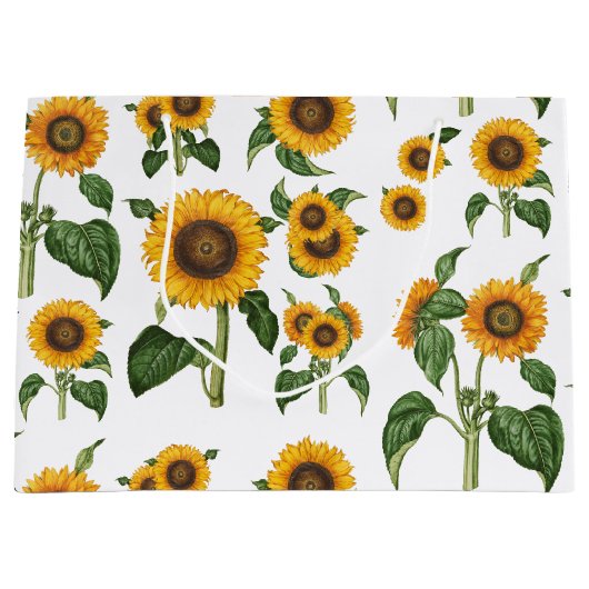 Waterverf Zonnebloemen Botanisch gebladerte groen Groot Cadeauzakje (Voorkant)