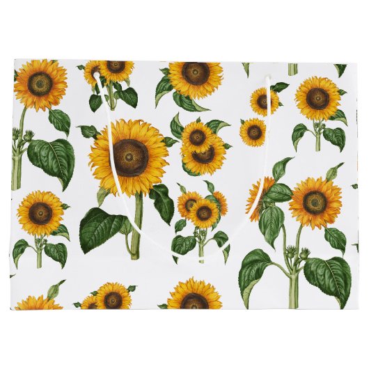 Waterverf Zonnebloemen Botanisch gebladerte groen Groot Cadeauzakje (Achterkant)