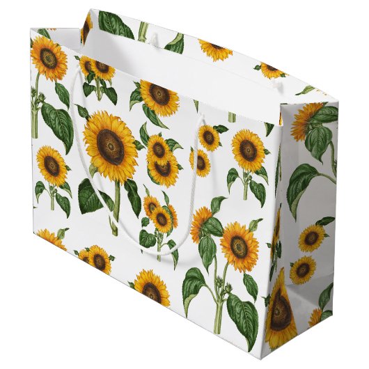 Waterverf Zonnebloemen Botanisch gebladerte groen Groot Cadeauzakje (Achterkant Gekanteld)