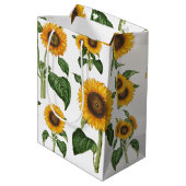 Waterverf Zonnebloemen Botanisch gebladerte groen Medium Cadeauzakje (Achterkant Gekanteld)