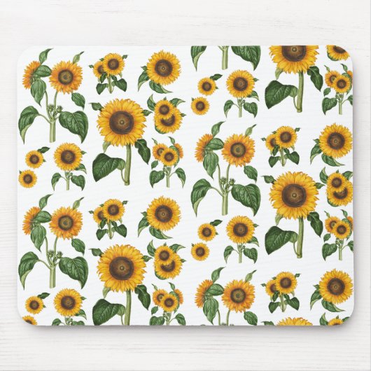 Waterverf Zonnebloemen Botanisch gebladerte groen Muismat (Voorkant)