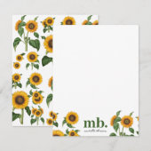Waterverf Zonnebloemen Botanisch gebladerte groen Notitiekaartje (Voorkant / Achterkant)