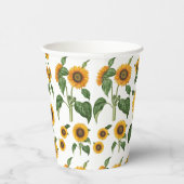Waterverf Zonnebloemen Botanisch gebladerte groen Papieren Bekers (Rechts)