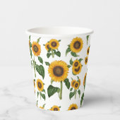 Waterverf Zonnebloemen Botanisch gebladerte groen Papieren Bekers (Voorkant)