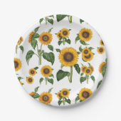Waterverf Zonnebloemen Botanisch gebladerte groen Papieren Bordje (Voorkant)