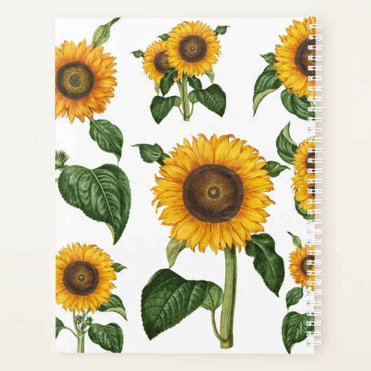 Waterverf Zonnebloemen Botanisch gebladerte groen Planner (Achterkant)
