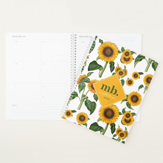 Waterverf Zonnebloemen Botanisch gebladerte groen Planner (Display)