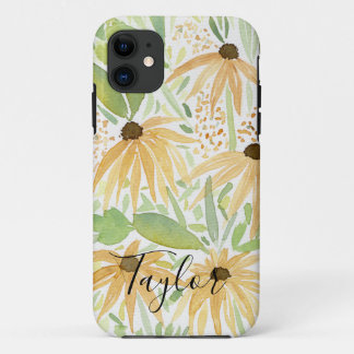 Waterverf zonnebloemen, botanische kunst Case-Mate iPhone case