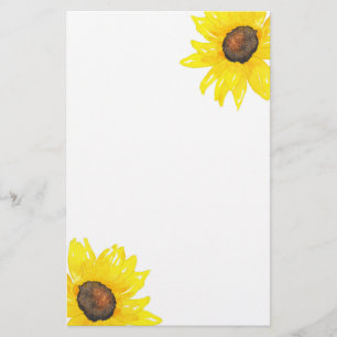 Waterverf zonnebloemen briefpapier