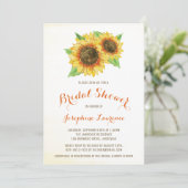 Waterverf Zonnebloemen Bruidsdouche Uitnodigingen (Staand voorkant)