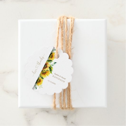 Waterverf Zonnebloemen bruiloft Bedankjes Labels (In situ)