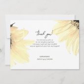 Waterverf Zonnebloemen bruiloft Bedankkaart (Achterkant)