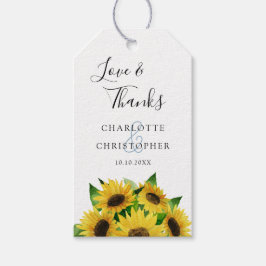 Waterverf zonnebloemen bruiloft bedankt label cadeaulabel