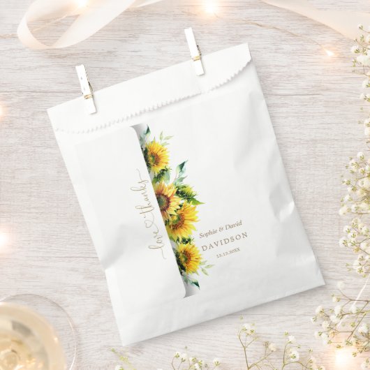 Waterverf Zonnebloemen bruiloft Bedankzakje (Geknipt)