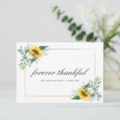 waterverf zonnebloemen bruiloft dank u kaart (Staand voorkant)
