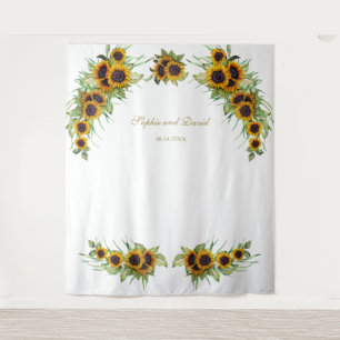 Waterverf Zonnebloemen Bruiloft Foto Booth Wandkleed