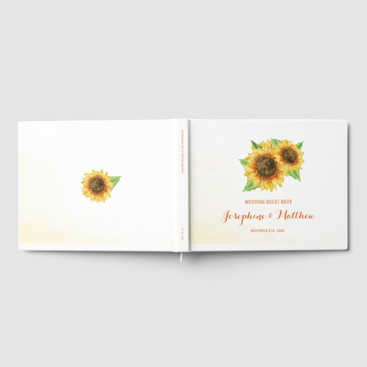 Waterverf Zonnebloemen bruiloft Gastenboek (Volledig)