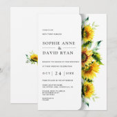 Waterverf Zonnebloemen bruiloft Kaart (Voorkant / Achterkant)