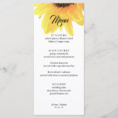 Waterverf Zonnebloemen bruiloft Menu (Voorkant)