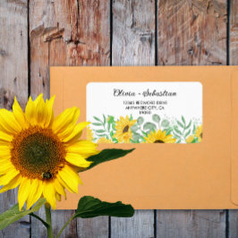 Waterverf Zonnebloemen Bruiloft RSVP Adres Etiket