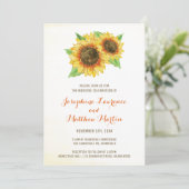 Waterverf Zonnebloemen Bruiloft Uitnodigingen (Staand voorkant)
