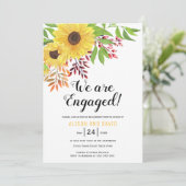 Waterverf zonnebloemen bruiloft verlovingsfeest kaart (Staand voorkant)