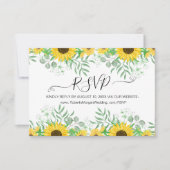 Waterverf Zonnebloemen Bruiloft Website RSVP Kaartje (Voorkant)