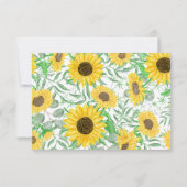 Waterverf Zonnebloemen Bruiloft Website RSVP Kaartje (Achterkant)