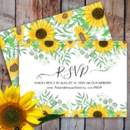 Waterverf Zonnebloemen Bruiloft Website RSVP Kaartje