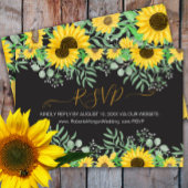 Waterverf Zonnebloemen Bruiloft Website Zwart RSVP Kaartje