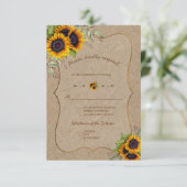 Waterverf zonnebloemen Burlap Wedding RSVP (Staand voorkant)