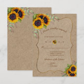 Waterverf zonnebloemen Burlap Wedding RSVP (Voorkant / Achterkant)