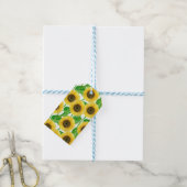 Waterverf zonnebloemen cadeaulabel (Met Touw)