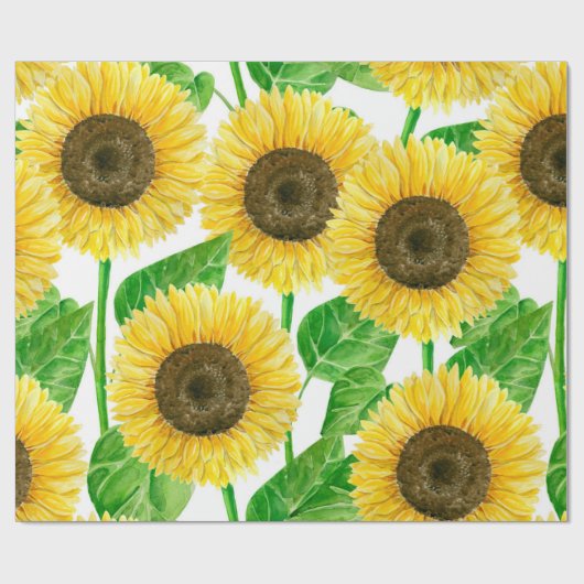 Waterverf zonnebloemen cadeaupapier (Vlak)