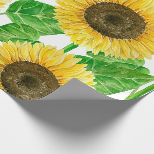 Waterverf zonnebloemen cadeaupapier (Hoek)