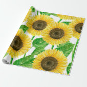 Waterverf zonnebloemen cadeaupapier (Uitgerold)