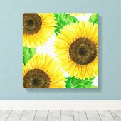 Waterverf zonnebloemen canvas afdruk (Insitu (Houten vloer))