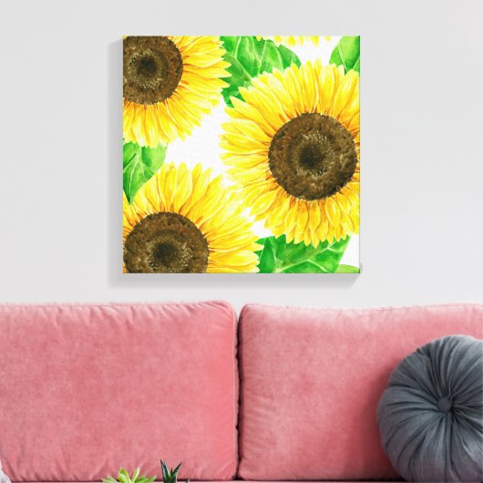 Waterverf zonnebloemen canvas afdruk (Insitu (Woonkamer))
