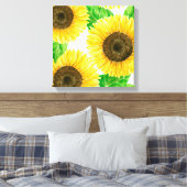 Waterverf zonnebloemen canvas afdruk (Insitu (Slaapkamer))