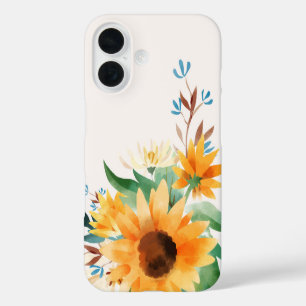 Waterverf Zonnebloemen iPhone 16 Hoesje
