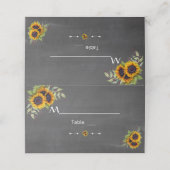 Waterverf zonnebloemen Chalkboard-nummer Plaatskaartje (Buitenkant ongevouwen)