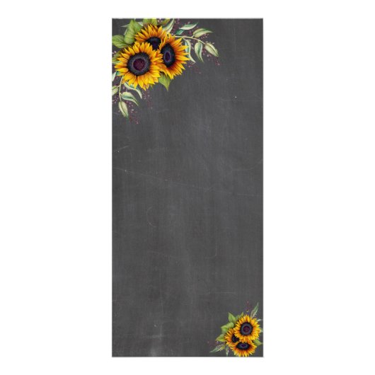 Waterverf - Zonnebloemen Chalkboard Wedding Menu (Achterkant)