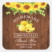Waterverf Zonnebloemen Citroenen Limoncello Hout Vierkante Sticker (Voorkant)