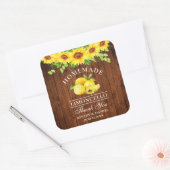 Waterverf Zonnebloemen Citroenen Limoncello Hout Vierkante Sticker (Envelop)