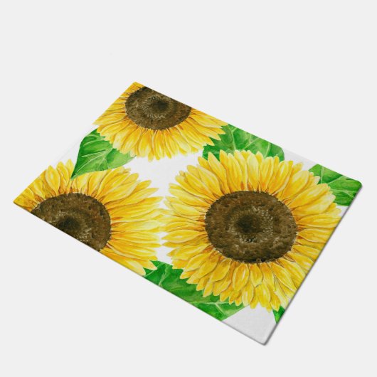 Waterverf zonnebloemen deurmat (Schuin)