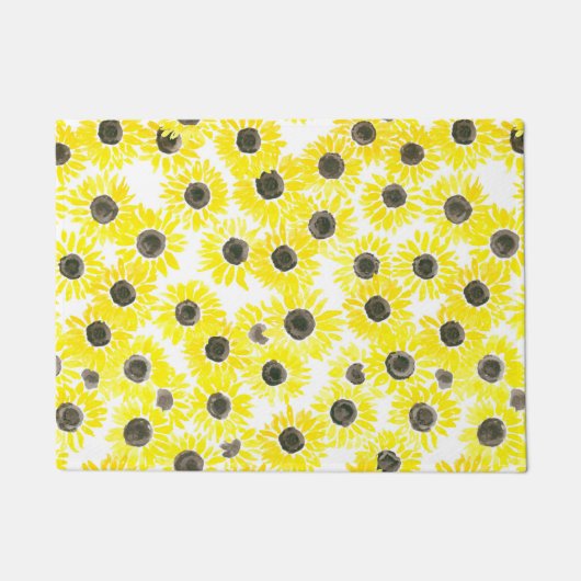 Waterverf zonnebloemen deurmat (Voorkant)